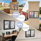 Enclosed Bulletin Board 48"x36" Outdoor Weatherproof Cork Noticeboard with Locking Door Wall-Mounted Gray Fabric Black Aluminium Frame for Home, School, Office, Community, Hospital