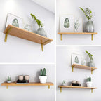 L Shelf Brackets 10 inch, Gold Heavy Duty Iron Shelf Brackets, Industrial Modern Floating Shelf Support for Wall Mount Shelves