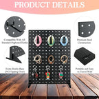 2 Pcs Metal Pegboard Display Stand with 30 Peg board Hooks, Desk Pegboard Shelf for Craft Shows & Fairs, Retail Stores, Vendors Arts and Crafts Finishing - 17x13Inch & Black