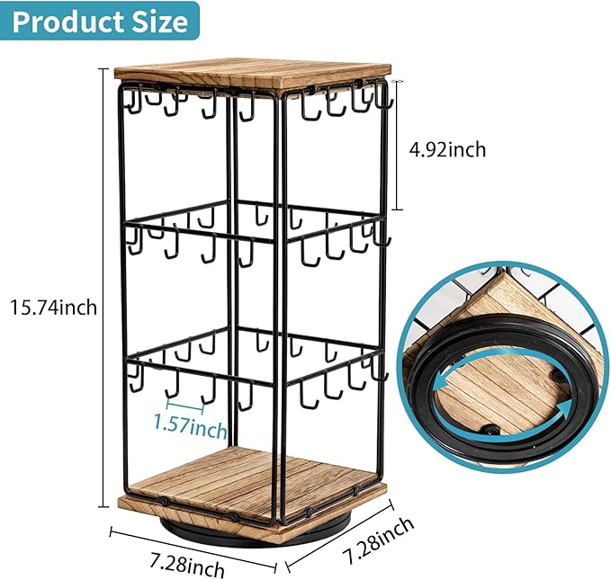 360 Rotating Earring Display Stands for Selling, Earring Rack Display Holder Stand, Jewelry Display for Vendors Selling Earring Cards, Necklaces, Bracelets, Hair Accessories (48 Hooks)