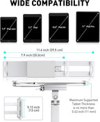 AboveTEK Tablet Wall Mount - 360° Rotation Tablet Holder Stand with Extension Arm, Anti-Theft Kitchen Mount Fits 7"-11" Tablets Including iPad Pro/Air/Mini, Galaxy Tab - Security Lock & Key - (Silver)