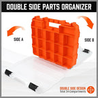 HORUSDY Small Parts Organizer, 34-Compartments Double Side parts organizer with Removable Dividers, Double Side Tools Box Screw Organizer For Nuts, Bolts, Screws, Nails, Small Hardware
