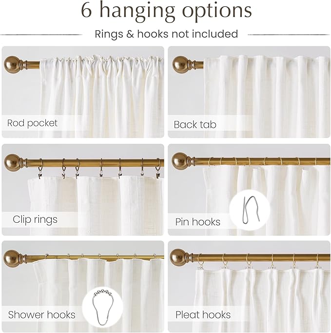 NICETOWN Natural Linen Curtains Jacquard Weave for Living Room, Privacy Light Filtering Boho Drapes for Farmhouse, W52 x L84, 2 Panels