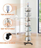 TONGMO 7-Tier Greeting Card Display Rack: 28-Pocket Rotating Countertop Stand for Postcards, Brochures, and Greeting Cards (White, 68.9”H)