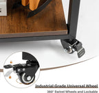 Under Desk Printer Stand - 2-Tier Industrial Mobile Printer Table with Storage Shelf, 19.7''x19.7''x12.6'' Heavy Duty Wood Rolling Printer Cart with Wheels for Home and Office,Rustic Brown