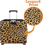Inspired Living Ultra-Slim Rolling Collapsible Storage Pack-N-Roll Utility-carts, with Telescopic Handle, for Home, Garden, Shopping, Office, School use, Large, Leopard