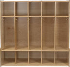 5-Section Coat Locker with Bench & Cubby Storage for Kids – Birch Plywood Perfect for Daycare, Preschool, and Kindergarten