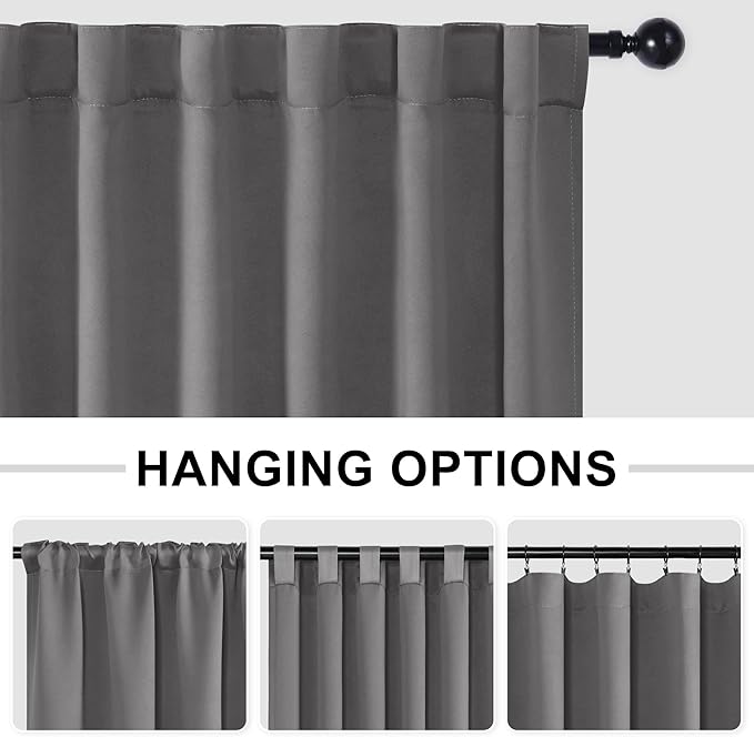 Hiasan Patio Sliding Room Divider Door Curtains - Extra Wide Privacy Room Thermal Insulated Blackout Curtain with Back Tab & Rod Pocket for Bedroom Partition(100 x 108 Inches, Light Grey)