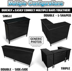 PartyLife New & Improved Portable Bar Table w/LED Lights, Wireless Remote, Folding Legs, 2 Bar Skirts, Heavy-Duty Storage Shelf & Carrying Case - Custom