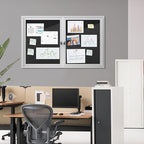 Mifuro 48"x30" Enclosed Bulletin Board, Outdoor Lockable Weather-Resistant Aluminum Cork Noticeboard for School & Office, Silver Frame w/Black Flet