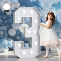 Marquee Numbers 4 Feet Tall Big Light Up Numbers 3rd 13th 30th Happy Birthday Decorations Girl Boy White Anniversary Party Decor Large Cardboard Prop Backdrop Sign 3