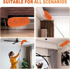 Cobweb Duster with Extension Pole,Cleaner Outdoor 110" Telescoping Extended Sspider Brush, Dusting Kit,Long Handle Reach for High Ceilings and Fans,Microfiber Webster Remover Tools Feather Dusters