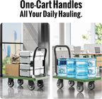 Upgraded Foldable Push Cart Dolly | 560 lbs. Capacity Moving Platform Hand Truck | Heavy Duty Space Saving Collapsible | Swivel Push Handle Flat Bed Wagon - Green