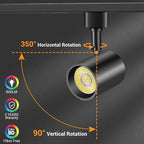 VANoopee 5-Color LED Track Lighting Heads H Type Track Light Heads Dimmable, 2000K 3000K 4000K 5000K 6000K Adjustable, Flicker Free CRI90+ 24° 10W 800lm, Black (4 Pack)
