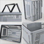 4 Pcs 28 L Durable Plastic Shopping Basket with Handle, Portable Shopping Basket for Supermarket Retail Store, 18.70" x 12.60" x 10.24", Gray
