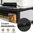 Under Desk Printer Stand - 2-Tier Industrial Mobile Printer Table with Storage Shelf, 19.7''x19.7''x12.6'' Heavy Duty Wood Rolling Printer Cart with Wheels for Home and Office,Classic Black