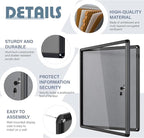 Enclosed Bulletin Board 24x18 in, Lockable Felt Board Bulletin Board for Office School Home Commercial, Tamperproof and Shatter Resistant, Black Aluminum Frame, Grey Felt