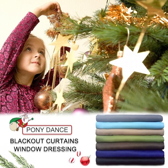 PONY DANCE Light Blocking Curtains - 54 inch Length Window Coverings Room Darkening Rod Pocket Thermal Insulated Curtain Panels for Living Room & Bedroom, 52 x 54 inches, Blue Mist, 2 Pieces
