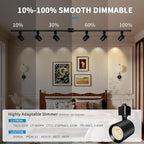 6-Light LED Track Lighting Kit with 6.6FT H Type Track Lighting Rail, Dimmable Track Lights Modern Kitchen Track Lighting Fixtures Ceiling Spot Light 2700K-5000K, CRI90+, 36° Beam 10W 800lm, Black