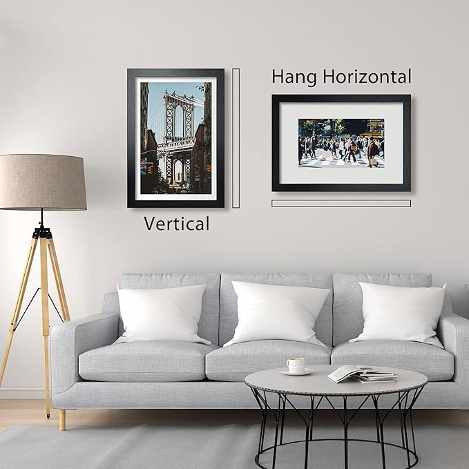 VCK Poster Frames 12x18 Black Set of 5,Solid Wood Picture Frames for Wall Mounting Hanging Art and Puzzle Frame