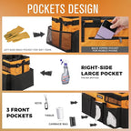 Wearable Cleaning Caddy Bag, Cleaning Caddy Supplies Organizer with Handle & Shoulder Straps for Housekeepers, Under Sink & Car Cleaning Tool Organizers with 4 Foldable Divider (Orange)