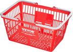 VEVOR 12 PCS Red Plastic Grocery Basket, 16.5 x 11.8 x 8.27 inch Rectangular, 21L Capacity, Modern Style, No Lid, PE Material, Ideal for Supermarket, Shopping Center, Convenience Store