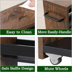 TEAMIX 4 Tier Slim Storage Cart with Handle, Slide Out Storage Rolling Utility Cart Mobile Shelving Unit Organizer Trolley for Small Spaces Kitchen Laundry Narrow Places (Brown+Black, 7-7/8'' W)