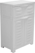Sunnydaze Plastic Garage Storage Cabinet with Adjustable Shelf - 34.5" H - Garage, Office, Home, Laundry Room - Speckled White