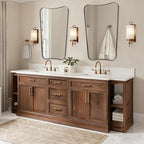 ANDY STAR 30"x48" Large Bathroom Mirror, Brushed Bronze Mirror for Over Sink, Irregular Shaped Mirror in Premium SUS304 Thin Frame, Italian Curved Frame, Ideal for Bathroom, Powder Room, Entryway