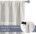 JIUZHEN Short Blackout Curtains for Small Window - Cafe Room Darkening Privacy Thermal Insulated Half Window Curtains Tiers for Bathroom,Kitchen, W 42 x L 36, Set of 2 Panels with Tiebacks, Ivory