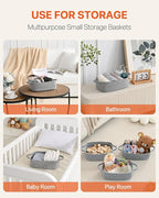KALLAX Small Woven Basket, 12 x 8 x 4.5 Inches, Small Storage Baskets for Organizing, Gift Baskets Empty, Cute Rope Shelf Closet Storage Bins for Shelves, Dog Toy Basket, 3 Packs, Mixed Grey