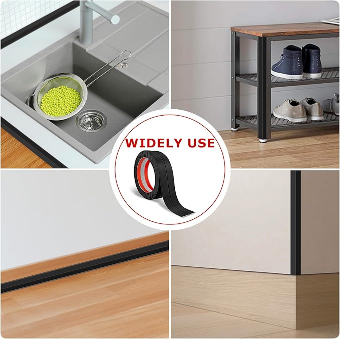 Flexible Wall Corner Protector Moulding Trim Peel and Stick Wall Corner Guards Edge Protector Self Adhesive Molding Trim Strip for Edge Ceiling (Black, 2.4 in x 20 Ft)