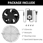172mm DC 17251 Axial Ventilation Fan (3500RPM) - High-Speed Dual Ball Bearing Ventilator with Adjustable Speed for Arcade Systems, Server, Generator Box and DIY Exhaust Projects
