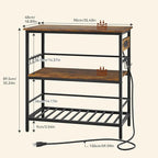 IBUYKE Kitchen Island with Storage, Bakers Rack with Power Outlet,Microwave Stand with Large Worktop,Rolling Bar Cart for Home, Outdoor, Kitchen,Rustic Brown and Black TMJ029H