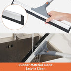 Eazer Floor Squeegee Broom: Heavy Duty Scrubber with Extendable 50.3'' Aluminum Pole and Rubber Blade for Kitchen, Swimming Pool, Concrete Floors,Shower,Tiles,Garages,Windows,Glass,Pet Hair Removal