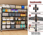PrimeZone 6 Tier 80.7"H x 55.5"W x 24"D Wire Shelving with Wheels 3600lbs NSF Certified Storage Shelves Heavy Duty Metal Shelf Adjustable Rolling Rack Commercial Garage Restaurant Warehouse Kitchen