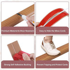 Floor Cord Cover Self Adhesive Cord Hider Floor Extension Cord Covers for Floor Power Cord Protector Cable Management Prevent Cable Trips Cable Cavity 0.47" W x 0.27" H (Light Brown Wood, 20Ft)