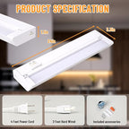 24" 6Pack Hardwired Under Cabinet LED Light Plug in, 16W 1200LM, 3CCT (3000K/4000K/5000K), Rotatable 45°, Connect Up to 10 Fixtures, Under Counter Lights Linkable for Kitchens and Offices,YT-4208-22-6