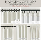 Cute Blackout Curtains 60 Inches Extra Wide Linen 96 Inch Length for Living Room/Sliding Glass Door,Pleated Heavy Duty Thermal Drapes for Winter Thick Large Window(60"Wx96"L 2 Panels Beige White)
