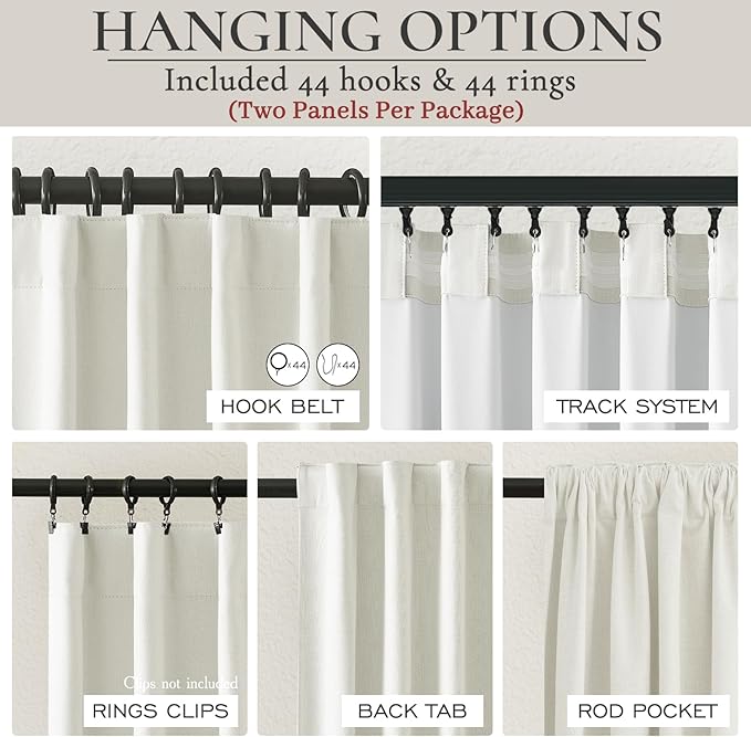Cute Blackout Curtains 70 Inches Extra Wide Linen 90 Inch Length for Living Room/Sliding Glass Door,Pleated Heavy Duty Thermal Drapes for Winter Thick Large Window(70"Wx90"L 2 Panels Beige White)