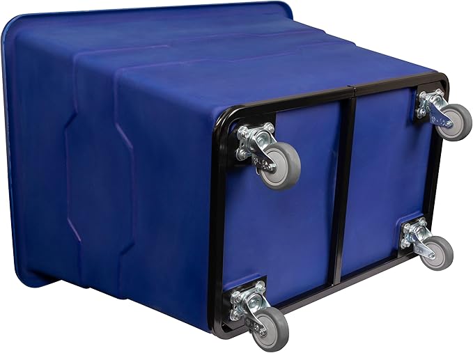 Commercial 16 Bushel Utility Cart with Steel Base, Poly Box Basket Truck, Laundry Cart, and Rolling Trash Bin, 47-Inch x 34.75-Inch x 35.5-Inch, 1000 Pound Weight Capacity, Blue