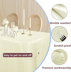 HolidayIdeas Fitted Table Covers - 96 x 30 Inch - Butter Cream 4 Pack Rectangle Tablecloths for 8 Foot Folding Tables, Parties, Holiday Dinner, Wedding, Trade Show