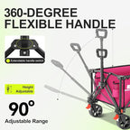 Collapsible Wagon with Wheels,Wagons Carts Foldable Wagon Cart with Flexible Handle, Lightweight Portable Folding Utility Grocery Shopping Cart for Grocery Sports Garden Camping(Pink)