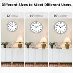 Geevon 16 Inch Atomic Wall Clock - Self-Setting Analog Clock with Automatic Time Sync - Battery Operated for Home Office School - Silver Frame