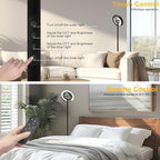 Floor Lamp for Living Room, 75.5 Inch Tall Standing Lamp for Bedroom with 2 312° Rotatable Ring Lights, 36W Bright Stepless Dimmable LED Floor Light with Remote Control for Office Dining Room