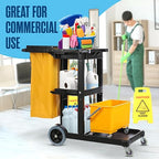 Houseables Cleaning Cart, Janitorial Cart, Cleaning Caddy with Wheels, for Housekeeping, Janitor, Custodian, House Keeping, Maintenance, Rolling Supply Organizer, Custodial, Maid, Commercial, 440 LB