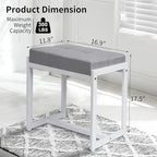 Vanity Stool, Vanity Chair Stools for Makeup Room, Square Linen Makeup Stool for Vanity, Modern Padded Small Ottomans Foot Rest for Bedroom Living Room, Grey & White