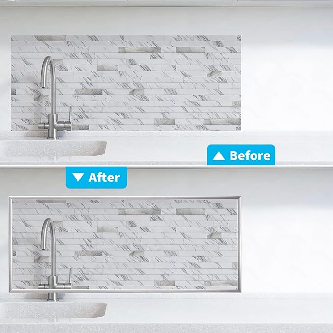 Art3d 20ft Outside Vinyl Corner Trim Peel and Stick for Tile and Wall Edges, Furniture Decoration Glittery Silver