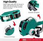 KPX MX5500 Pricing Tag Gun with 5150 pcs Sticker Labels & Extra Inker, 8 Digits Tag Maker for Retail Shop, Grocery Store (Green)