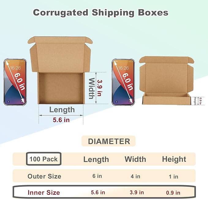 MEBRUDY 6x4x1 Inches Shipping Boxes Pack of 100, Small Corrugated Cardboard Box for Mailing Mailer Packing, Brown